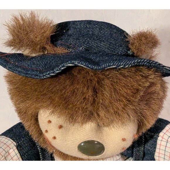 Soft Things Bear Plush Teddy Freckles Jeans Stuffed Animal Overalls Country Vtg - Picture 5 of 14